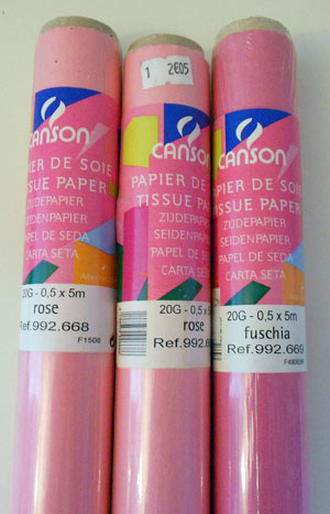 Papier de soie rose (Lot de 3 rouleaux)