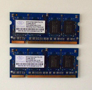 Barettes de RAM 2 x 512MB